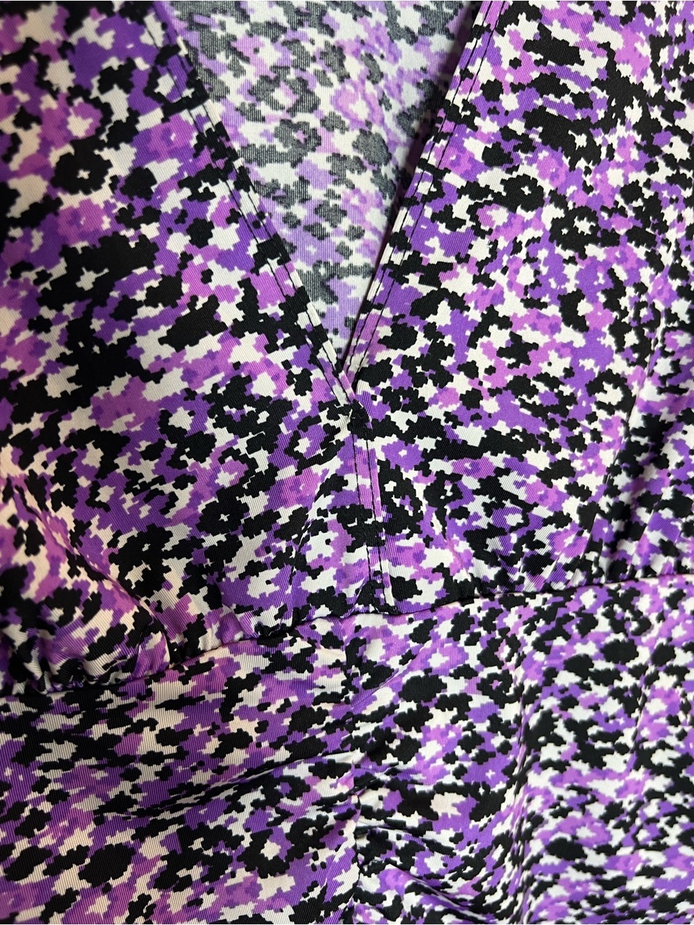 George Women's Medium Purple Patterned Ruched V-Neck Top - Picture 3 of 5